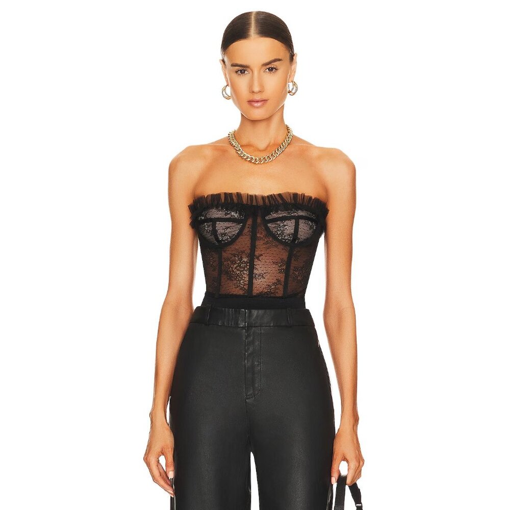 NBD Maren Corset Top in Black Strapless Small NWOT Womens